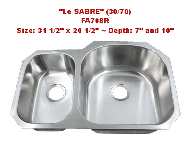 Futura Le Sabre Reverse 30/70 FA708R Double Bowl Stainless Steel Kitchen Sink