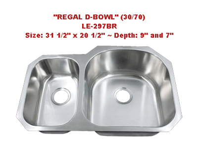 Leonet Regal Reverse 30/70 LE-297BR Double Bowl Stainless Steel Kitchen Sink