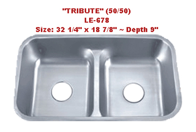 Leonet Tribute 50/50 LE-678 Double Bowl Stainless Steel Kitchen Sink