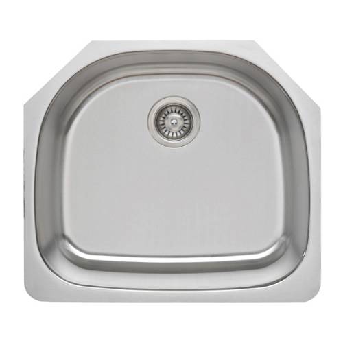 Wells Sinkware 16 Gauge D-shape Single Bowl Undermount Stainless Steel Kitchen Sink Package CMU2421-9D-16-1