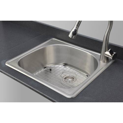 Wells Sinkware 18 Gauge D-shape Single Bowl Topmount Stainless Steel Kitchen Sink Package CMT2522-9DR-1