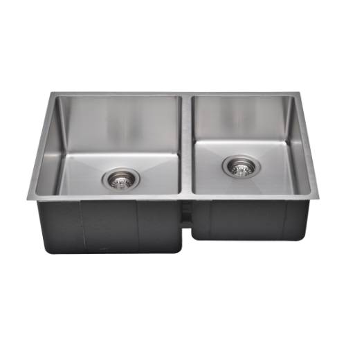Wells Sinkware Commercial Grade 16 Gauge Handcrafted Double-Bowl Undermount Stainless Steel Kitchen Sink Package CSU3020-97-1