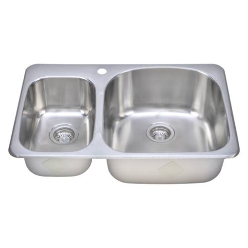 Wells Sinkware 18 Gauge Double Bowl Topmount Stainless Steel Kitchen Sink TOT3221-79