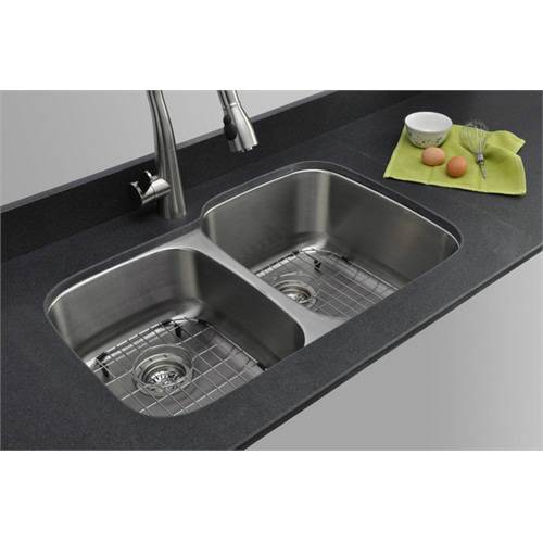 Wells Sinkware 16 Gauge 40/60 Double Bowl Undermount Stainless Steel Kitchen Sink CMU3221-79-16