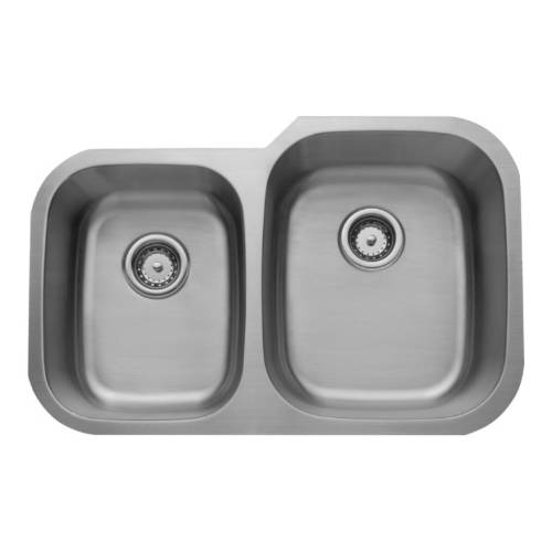 Wells Sinkware 18 Gauge 40/60 Double Bowl Undermount Stainless Steel Kitchen Sink Package CMU3221-79-1