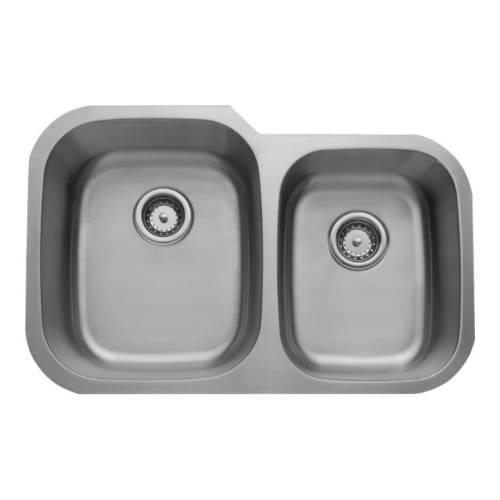 Wells Sinkware 16 Gauge 60/40 Double Bowl Undermount Stainless Steel Kitchen Sink Package CMU3221-97-16-1