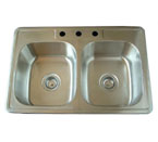 Alpha International D-311 Drop-In Double Bowl Stainless Steel Sink