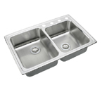 Elkay Lustertone LRAD250 U-Channel Topmount Double Bowl Stainless Steel Sink