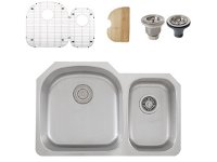 Ticor S105D Undermount Stainless Steel Double Bowl Kitchen Sink + Accessories