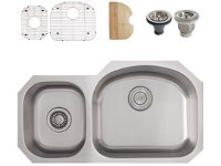 Ticor S105R Undermount 16 G Stainless Steel Double Bowl Kitchen Sink + Accessories