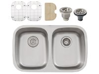Ticor S215 Undermount 16 G Stainless Steel Double-Bowl Kitchen Sink + Accessories