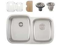 Ticor S305 Undermount Stainless Steel Double-Bowl Kitchen Sink + Accessories