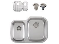 Ticor S315R Undermount Stainless Steel Double-Bowl Kitchen Sink + Accessories