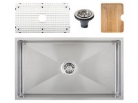 Ticor S6513 Undermount 16 G Tight Radius Stainless Steel Kitchen Sink + Accessories