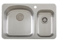 Ticor S997 Overmount 18-Gauge Stainless Steel Double Bowl Kitchen Sink With Free Pullout Strainer & Deluxe Strainer